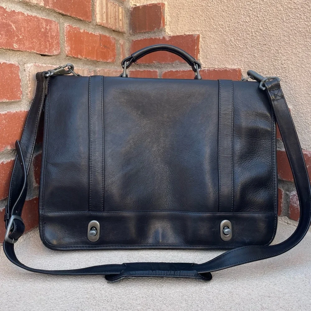 DILANA VTG Black Leather Travel Briefcase